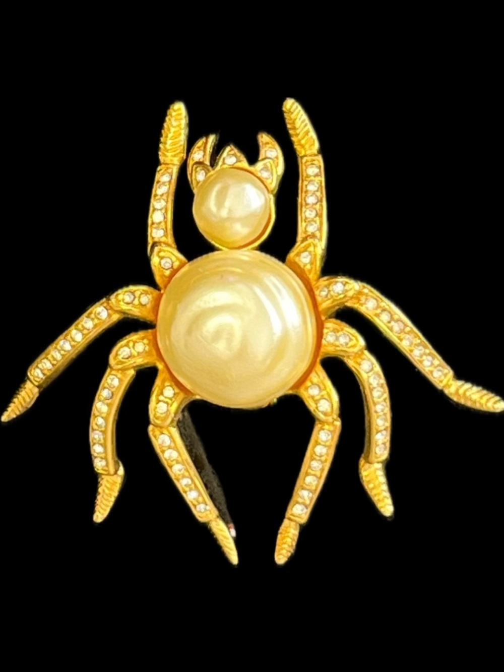 NIB Nolan Miller Beverly Hills RARE vintage spider pearl crystal gold brooch pin
